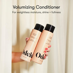 Odele Volumizing Conditioner adds hair shine for straights to waves.