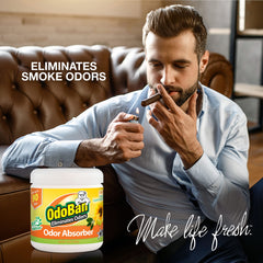 OdoBan solid odor absorber in a closet helps reduce smells with a fresh citrus note