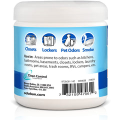 OdoBan solid odor absorber linen jar in closet masks odors with fresh linen scent.
