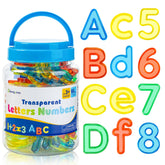Odoorgames 66 Pcs translucent letters and numbers glow on a light table for interactive learning