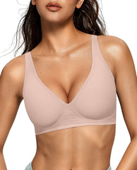 OEAK Deep V wireless bra with plunge for a flattering neckline under tops.