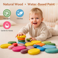 OESSUF wooden Montessori rocks color-sort play boosts motor skills