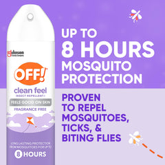 OFF! Clean Feel label close-up shows 20% picaridin formula for protection.