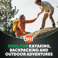 Outdoor camping scene featuring OFF! Deep Woods Sportsmen insect repellent
