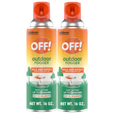 OFF! Outdoor fogger bottle ready for backyard pretreatment to deter pests for hours.