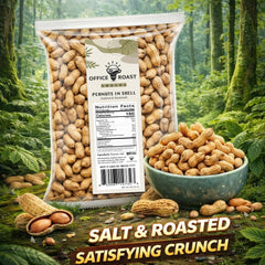 Office Roast peanuts in shell bulk pack highlighting convenient, shareable snacking.