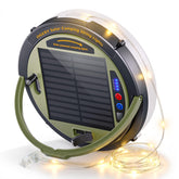 OGERY solar camping string lights with 5400mAh battery powering devices outdoors.
