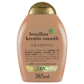 OGX Organix Ever Straight shampoo bottle demonstrates frizz control and shine.