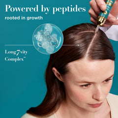 OGX ProGrowth Peptide Scalp Serum application on hairline areas