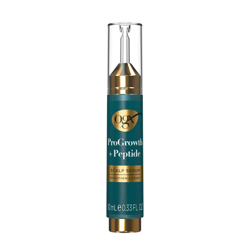 OGX ProGrowth Peptide Scalp Serum bottle for daily scalp hydration and root reinforcement