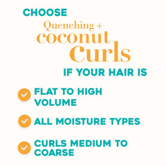 OGX Quenching + Coconut Curls massaging conditioner into damp curls for smooth detangling