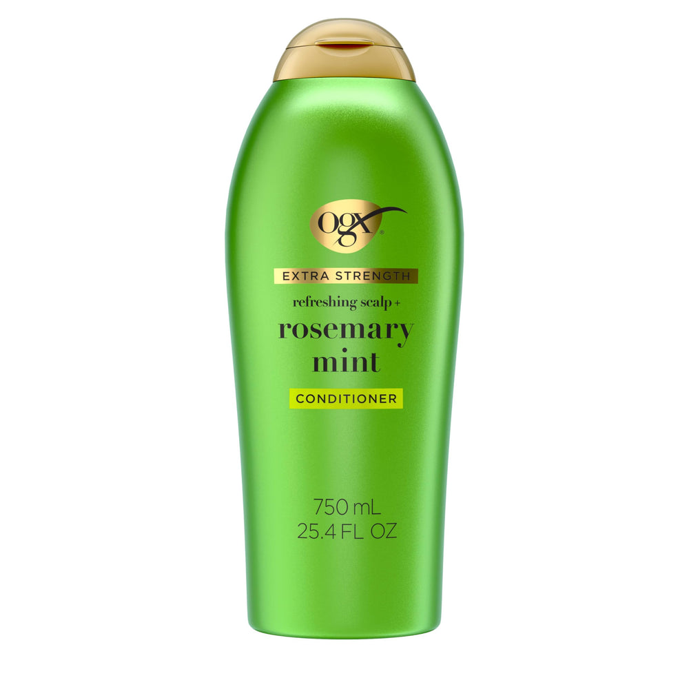 OGX Rosemary Mint conditioner bottle pour for easy application