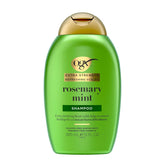 OGX Rosemary Mint Shampoo bottle highlights clarifying formula for oily hair.