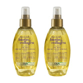 OGX Thick & Full Biotin & Collagen oil mist bottle for lightweight hydration and shine