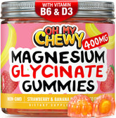 OH MY CHEWY center-filled gummies bottle front for easy daily support.