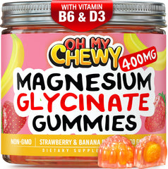 OH MY CHEWY center-filled gummies bottle front for easy daily support.