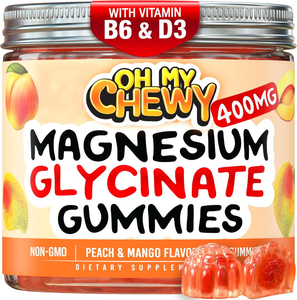 OH MY CHEWY magnesium gummies bottle with 400mg for family wellness