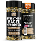 Oh My Spice Everything Bagel Seasoning Blend bottle pour enhances eggs with bold flavor.