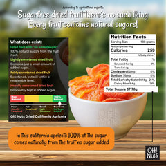 Close-up texture of Oh! Nuts Dried Apricots California highlights chewy fruit