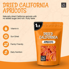 Open bag of Oh! Nuts Dried Apricots California ready for snacking