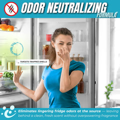 Oh Yuk Fridge Cleaner on glass shelves leaves a clean shine.