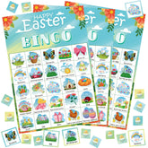 OHOME Easter bingo cards for 24 players with bright designs for family game night.