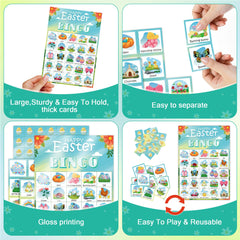 OHHOME Easter bingo cards feature adorable bunny and egg designs for festive vibes.