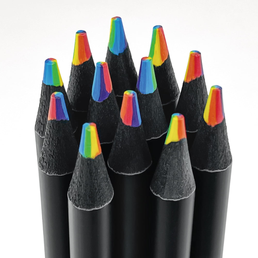OHOME 12-pack rainbow pencils for teens, ideal for classroom art.