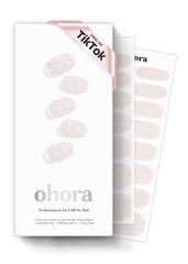 ohora N Polka Blanc nail strips on nails with long-lasting salon finish.