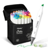 Ohuhu alcohol markers dual-tip set for precise lines and broad fills.