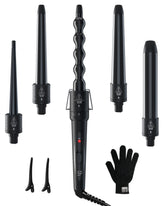 Ohuhu 5-in-1 curling wand with small barrel for tight curls at home.