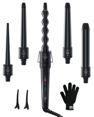 Ohuhu 5-in-1 curling wand with small barrel for tight curls at home.