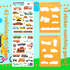 OIBUTUR jelly sticker book, vehicles scene 03, waterproof surface for mess-free fun