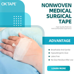 OK TAPE OKPore breathable tape applied to light dressing for comfort