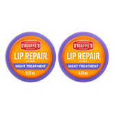 O'Keeffe's Lip Repair night treatment jar 0.25oz two-pack shown front view for overnight lip relief