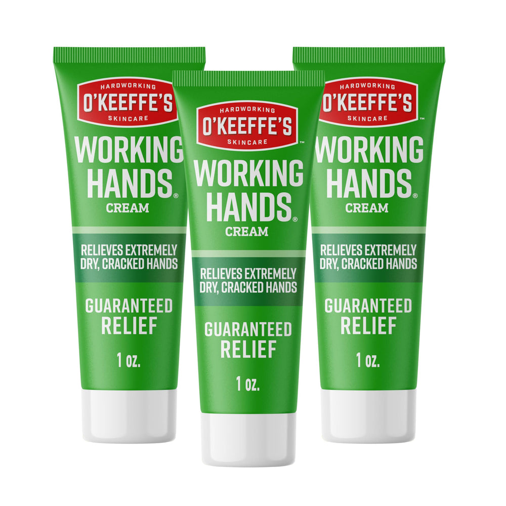 O'Keeffe's Working Hands tube front view showing compact, unscented relief for dry hands
