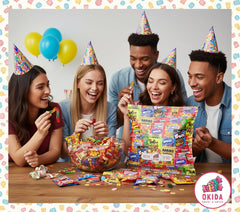 Okida Party Favors Colorful Candies brighten any festive buffet.