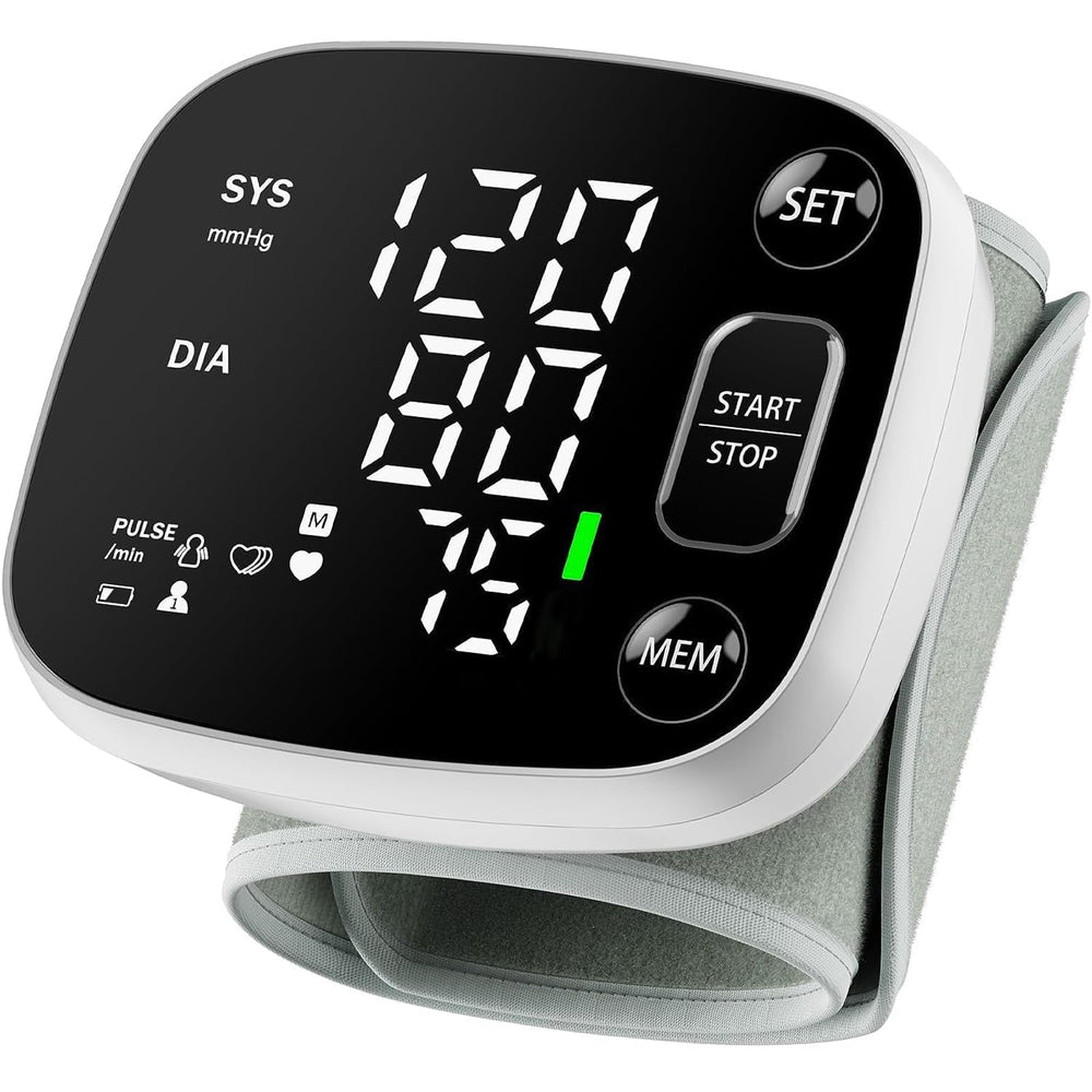 Oklar blood pressure monitor wrist with backlit display for easy reading in dim light