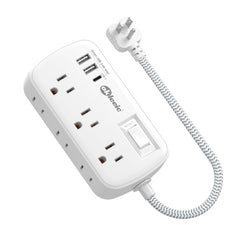 Okleeic short extension cord 1ft flat plug front view showing compact design for small spaces