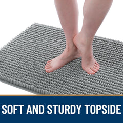 OLANLY absorbent chenille pile traps mud and dirt from paws effectively.