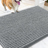 OLANLY door mat for muddy paws in gray; absorbs moisture to keep floors dry.