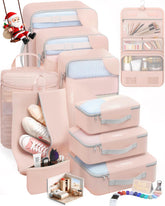 OlarHike packing cubes in a suitcase organize outfits for quick access.