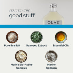 Olas essential oils close-up emphasizes tea tree and chamomile for a refreshing breath
