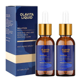 Olavita Liquid Serum bottle closeup showing silky texture for hydrated skin