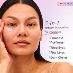 Applying Olay Super Eye Serum under the eye for hydration and refreshed look.