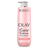 Olay Super Serum Body Wash bottle front shows luminous hydration