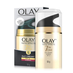 Olay Total Effects 7-in-1 Day Cream SPF 15 jar open showing silky texture.