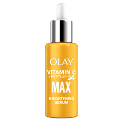 Olay Vitamin C Max Brightening Serum bottle boosts radiant skin with daily use.