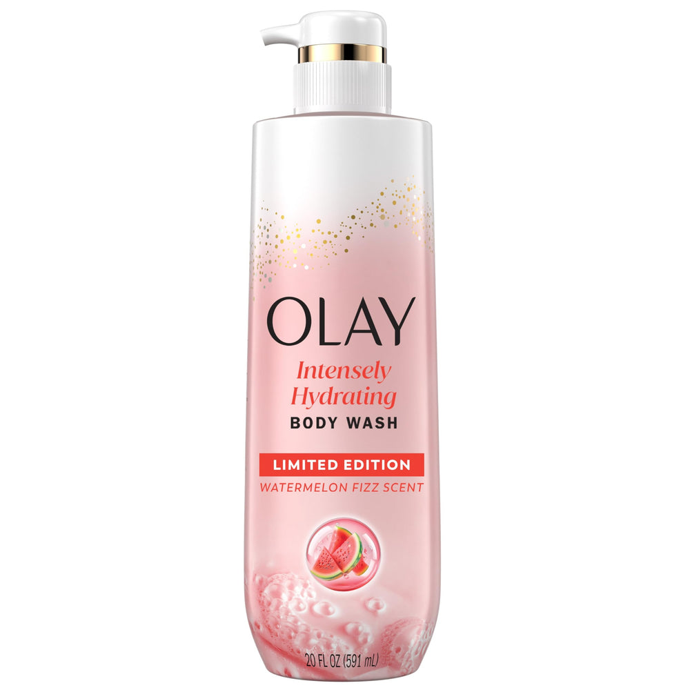 Olay Watermelon Fizz bottle ready for a refreshing shower.