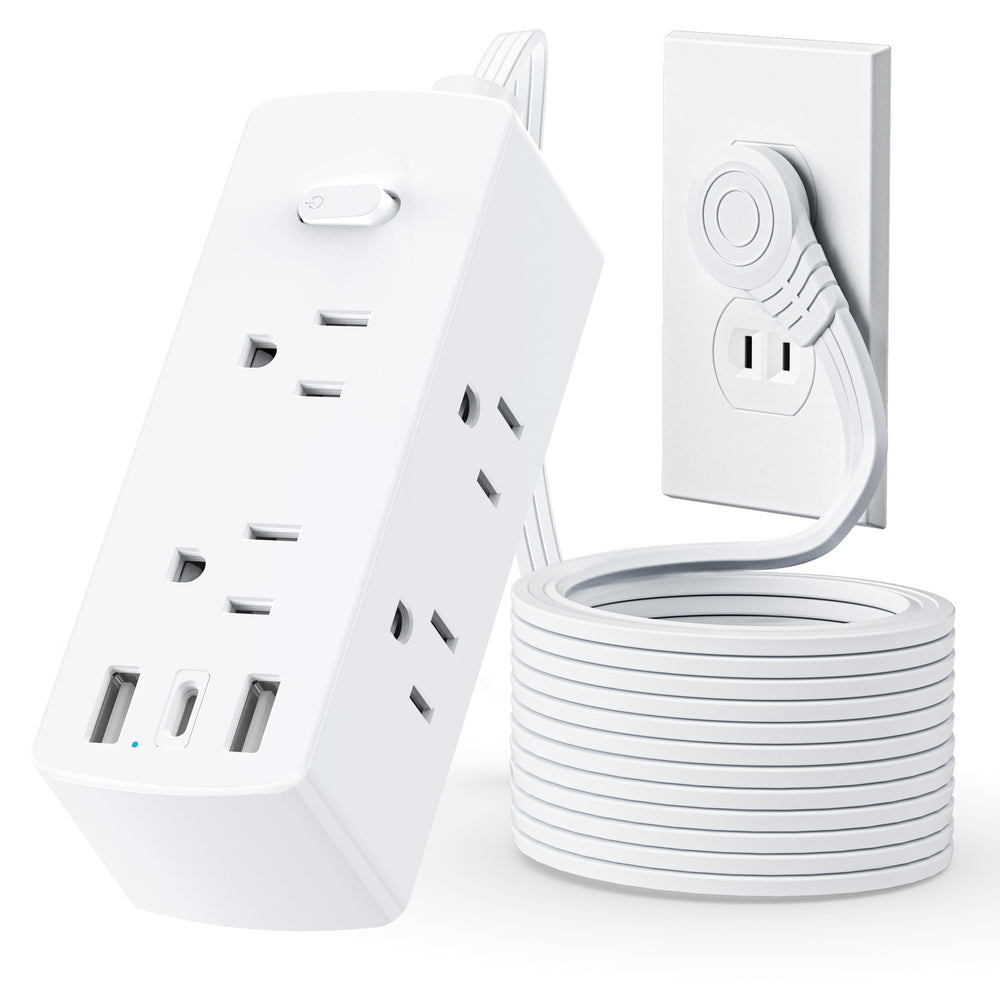 Olcorife flat plug power strip shown with slim profile saves space behind furniture